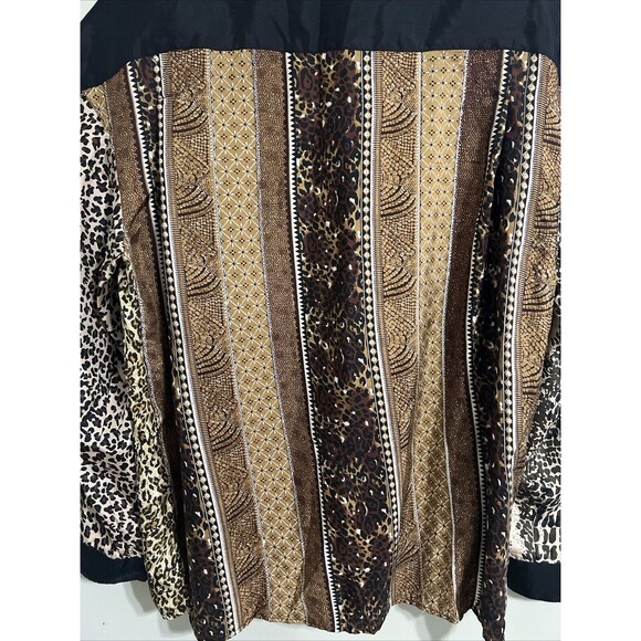 Vintage Allison Taylor Cheetah Print 100% Silk Button Up Shirt Women Size L - Picture 8 of 10